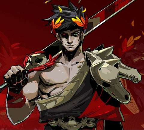 Animated character holding a weapon with a red background